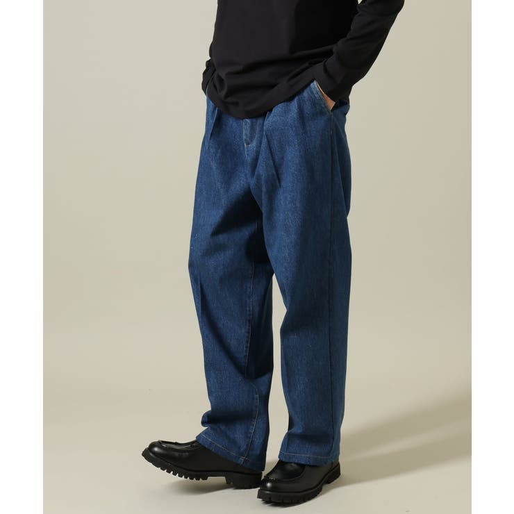 美シルエット】デニムワンタックワイドパンツ 15.8OZ[品番