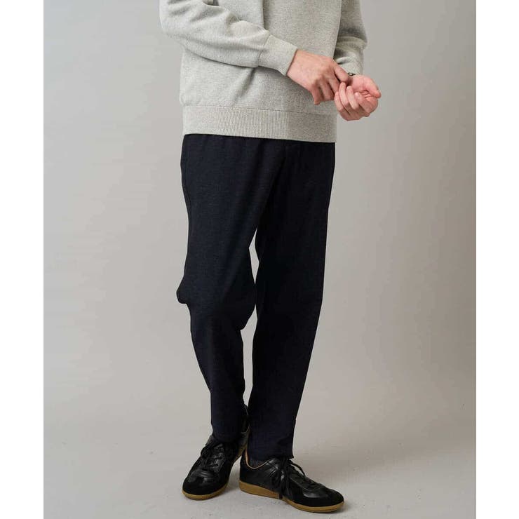 ネイビー | 【イージーケア】デニムライクストレッチ裏起毛テーパードパンツ【洗濯機で洗える】〈… | a.v.v【MEN】