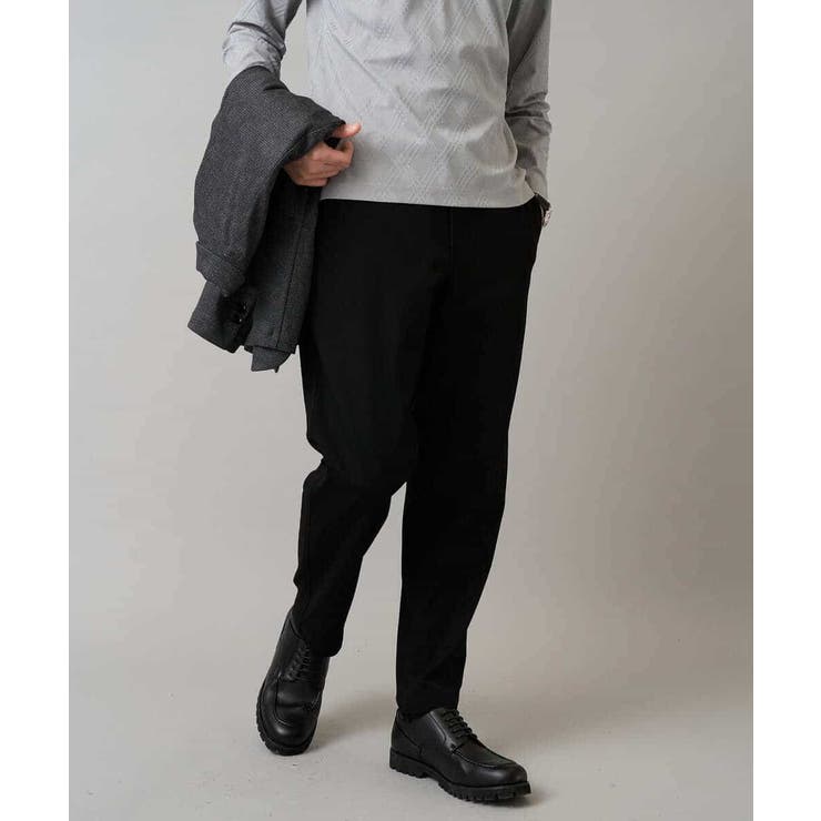ブラック | 【イージーケア】デニムライクストレッチ裏起毛テーパードパンツ【洗濯機で洗える】〈… | a.v.v【MEN】