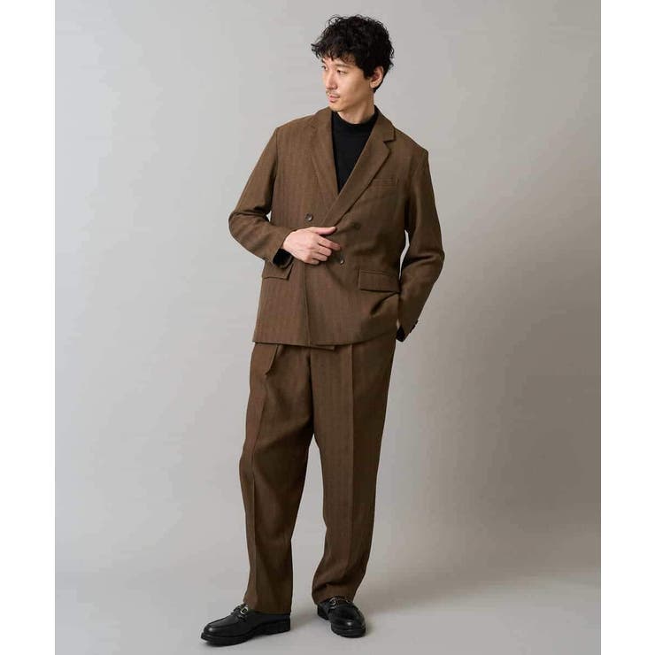 【イージーケア 毛玉になりにくい】ヘリンボーンベルト付イージーワイドスラックス【… | a.v.v【MEN】 | 詳細画像12 