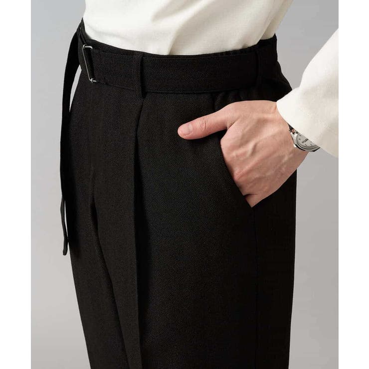 【イージーケア 毛玉になりにくい】ヘリンボーンベルト付イージーワイドスラックス【… | a.v.v【MEN】 | 詳細画像34 