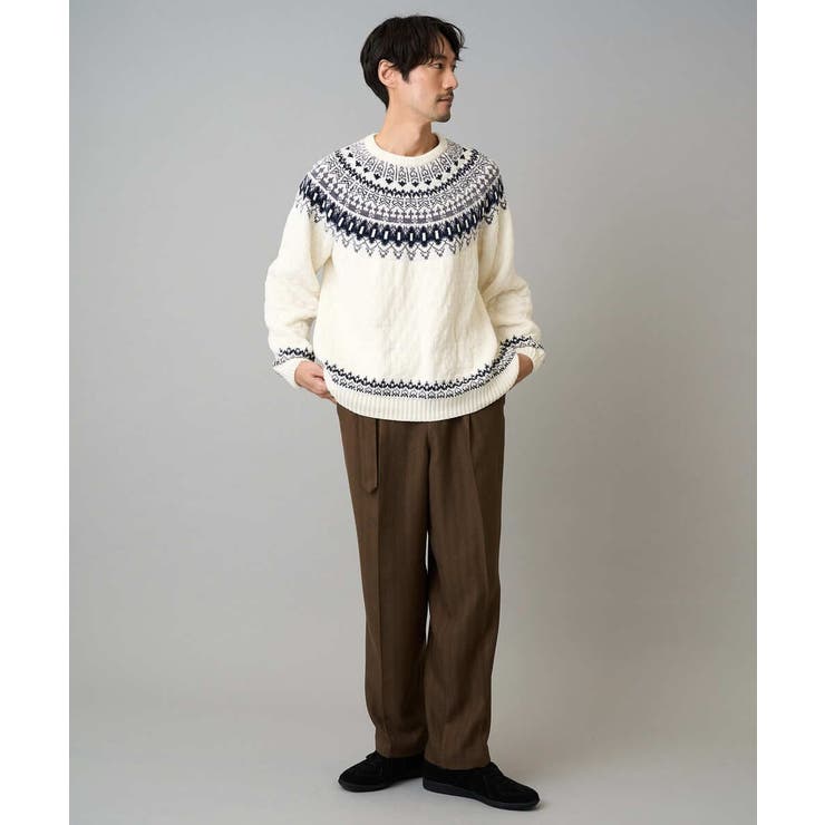 【イージーケア 毛玉になりにくい】ヘリンボーンベルト付イージーワイドスラックス【… | a.v.v【MEN】 | 詳細画像4 