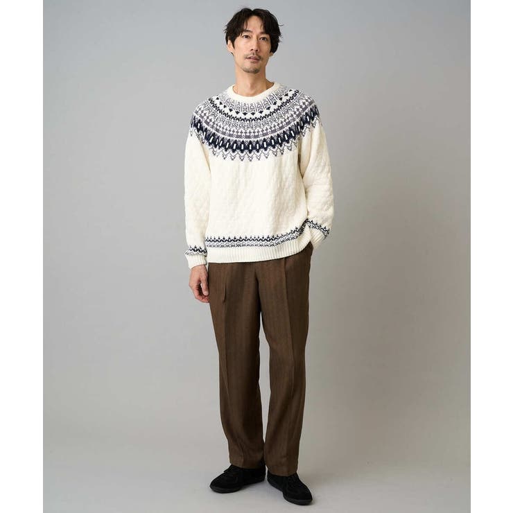 【イージーケア 毛玉になりにくい】ヘリンボーンベルト付イージーワイドスラックス【… | a.v.v【MEN】 | 詳細画像5 