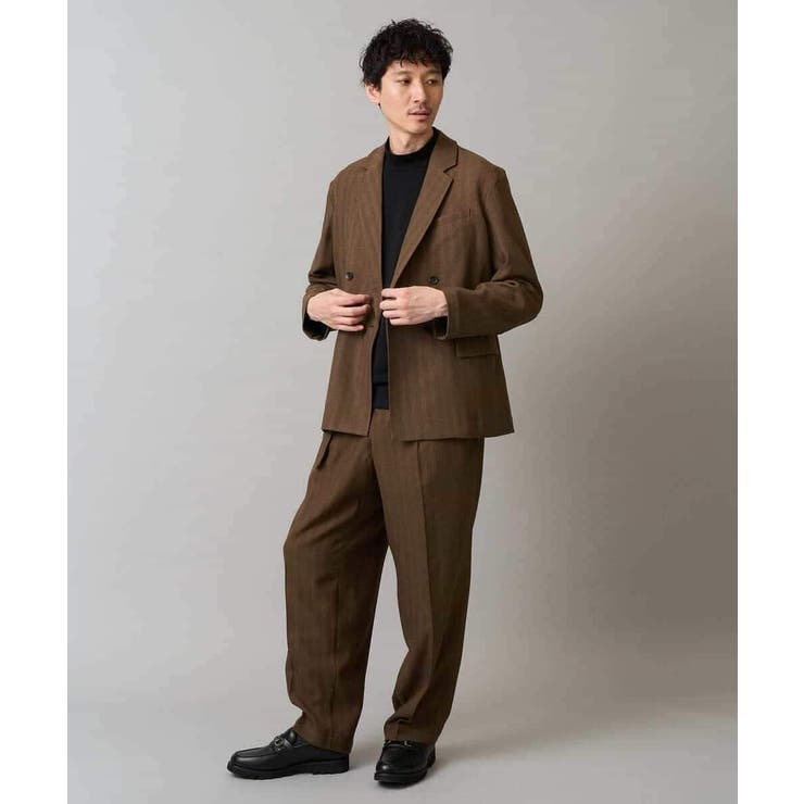 【イージーケア 毛玉になりにくい】ヘリンボーンベルト付イージーワイドスラックス【… | a.v.v【MEN】 | 詳細画像8 