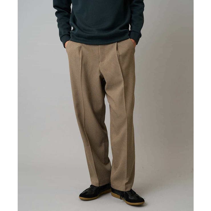 LANATECチェックワンタックワイドイージースラックス | a.v.v【MEN】 | 詳細画像1 