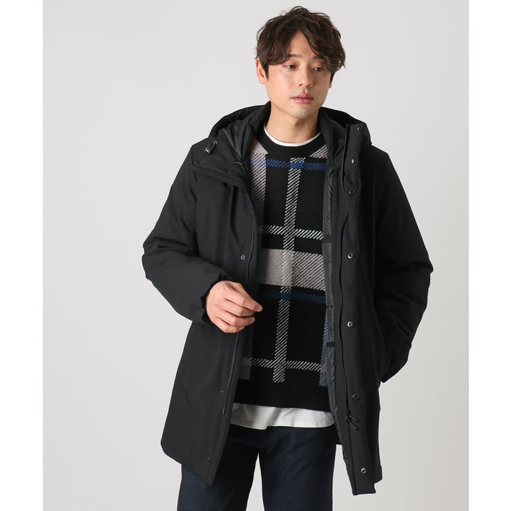 ブラック | 【軽量】SORONA中綿フーデッドミドルコート | a.v.v【MEN】