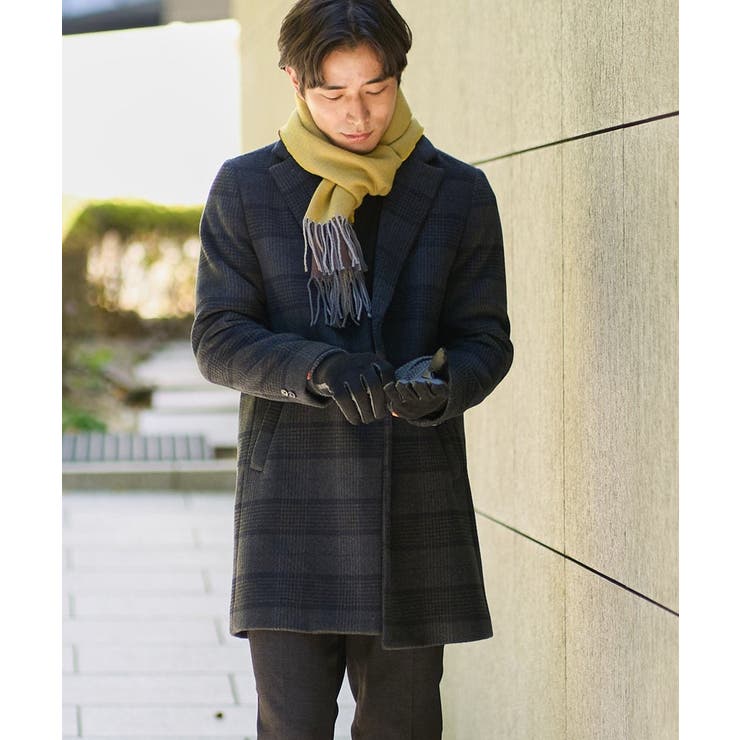 ダークグレー | ウールライトビーバーチェックチェスターコート | a.v.v【MEN】