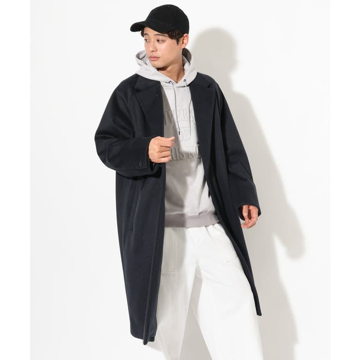 ネイビー】【S-XXL】ワイドシルエットチェスターコート[品番