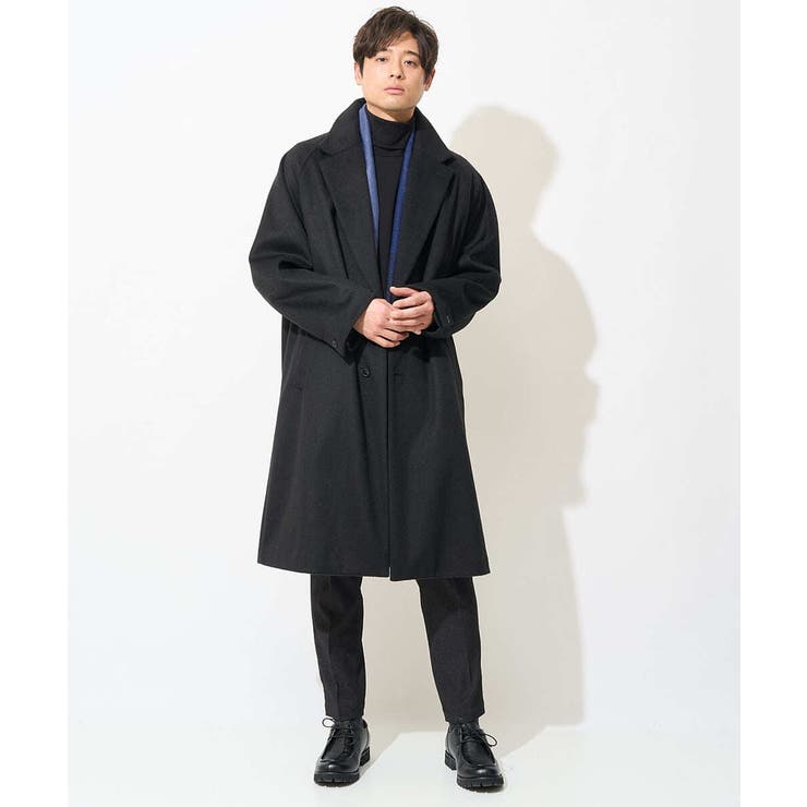 ネイビー】【S-XXL】ワイドシルエットチェスターコート[品番