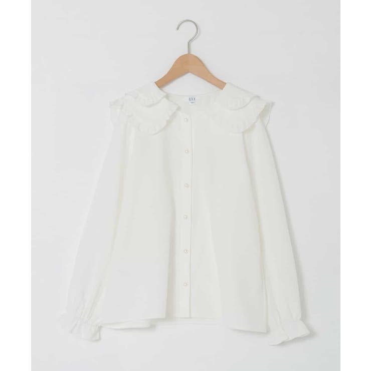 ホワイト | [140-150]ダブルフリルカラーブラウス | a.v.v【KIDS】