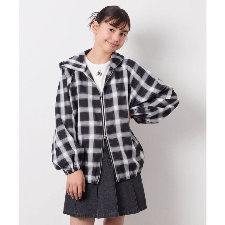 [130-160]フーディーチェックシャツブルゾン | a.v.v【KIDS】 | 詳細画像2 
