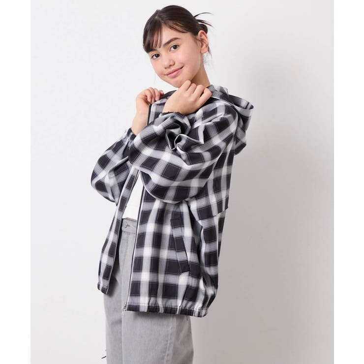 [130-160]フーディーチェックシャツブルゾン | a.v.v【KIDS】 | 詳細画像4 