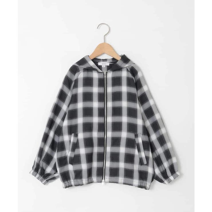 ブラック | [130-160]フーディーチェックシャツブルゾン | a.v.v【KIDS】