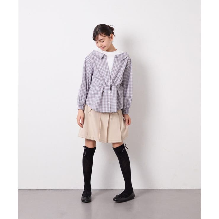 [130-160]スプリングチェックレイヤード風ブラウス | a.v.v【KIDS】 | 詳細画像16 