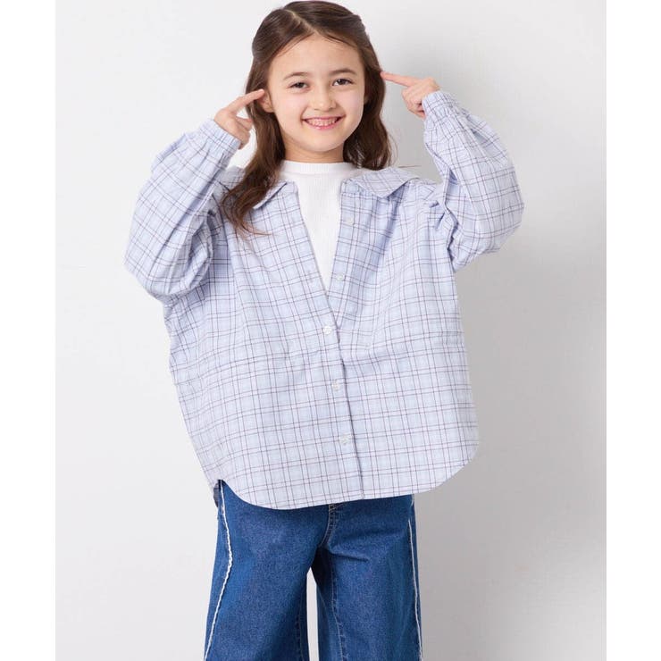[130-160]スプリングチェックレイヤード風ブラウス | a.v.v【KIDS】 | 詳細画像2 