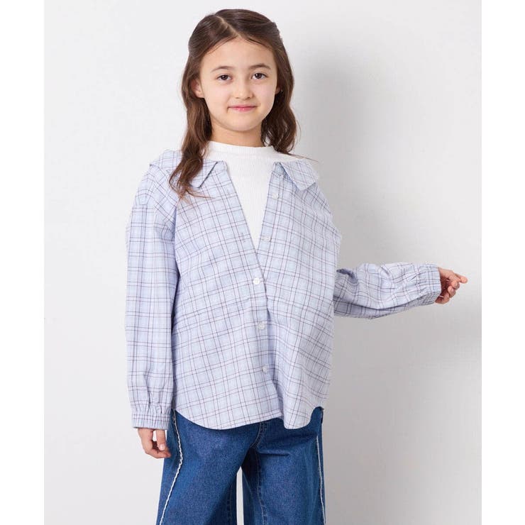 [130-160]スプリングチェックレイヤード風ブラウス | a.v.v【KIDS】 | 詳細画像3 