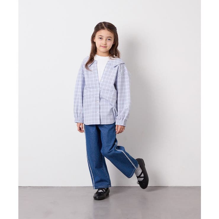 [130-160]スプリングチェックレイヤード風ブラウス | a.v.v【KIDS】 | 詳細画像5 