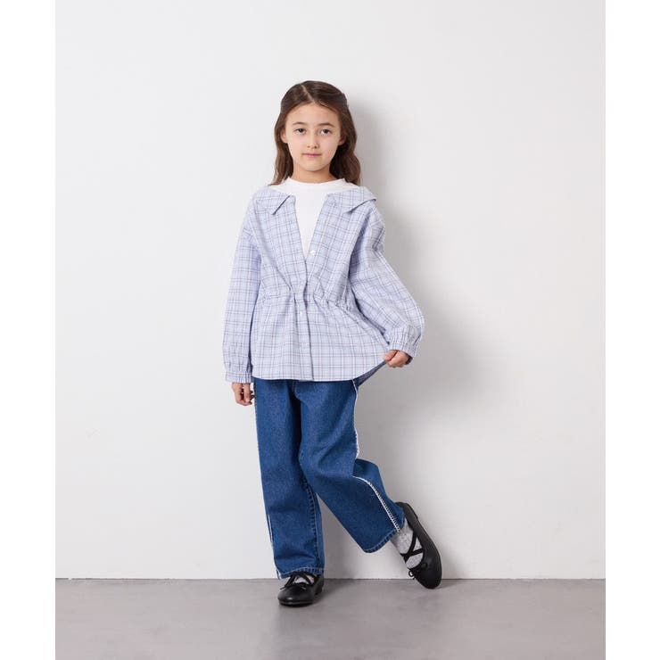 [130-160]スプリングチェックレイヤード風ブラウス | a.v.v【KIDS】 | 詳細画像7 