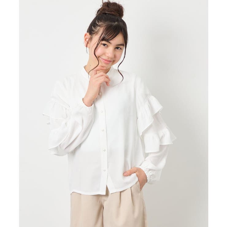 [130-160]袖フリルブラウス | a.v.v【KIDS】 | 詳細画像2 