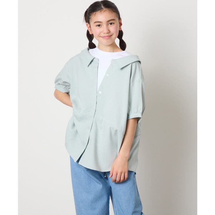 [140-150]麻調レイヤード風ブラウス | a.v.v【KIDS】 | 詳細画像2 