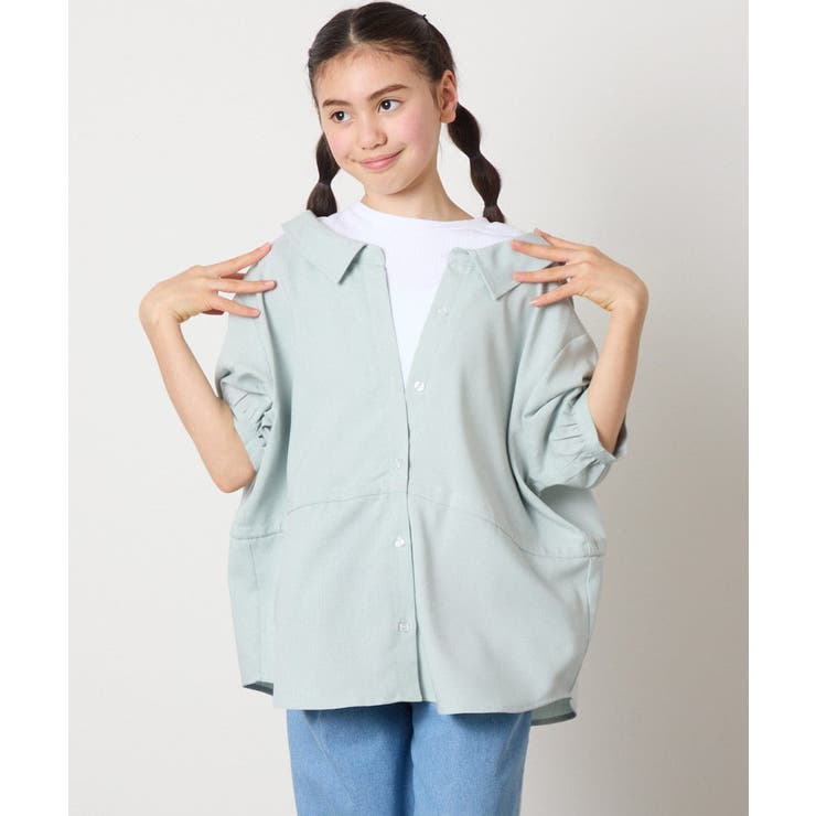 [140-150]麻調レイヤード風ブラウス | a.v.v【KIDS】 | 詳細画像3 