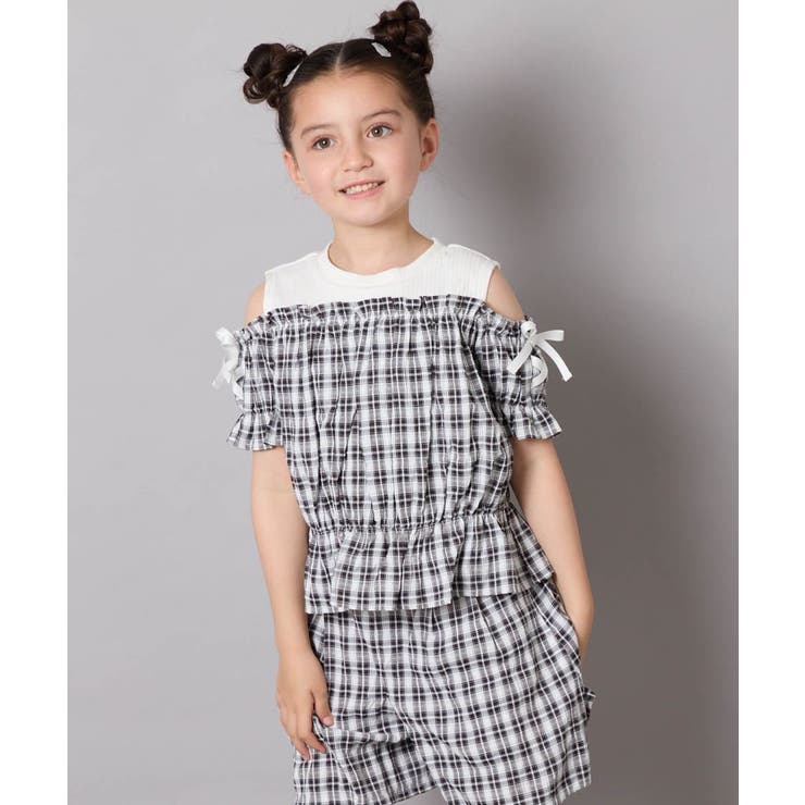 [100-160]【セットアップも出来る】袖レースアップオフショルブラウス | a.v.v【KIDS】 | 詳細画像11 