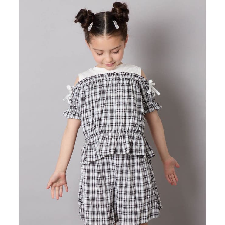 [100-160]【セットアップも出来る】袖レースアップオフショルブラウス | a.v.v【KIDS】 | 詳細画像12 