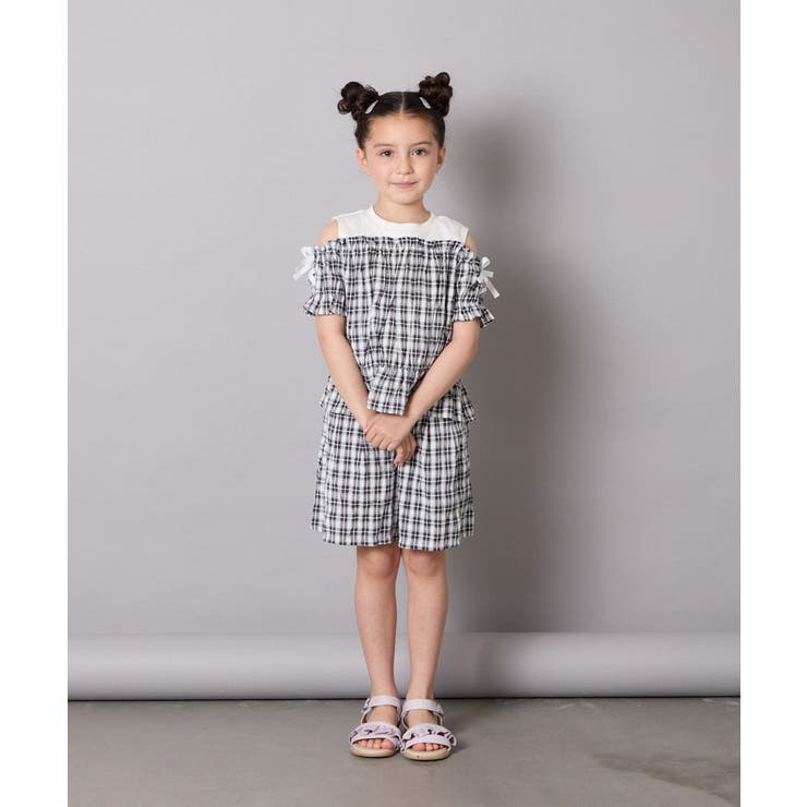 [100-160]【セットアップも出来る】袖レースアップオフショルブラウス | a.v.v【KIDS】 | 詳細画像13 