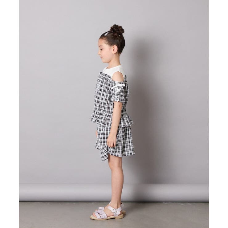 [100-160]【セットアップも出来る】袖レースアップオフショルブラウス | a.v.v【KIDS】 | 詳細画像15 