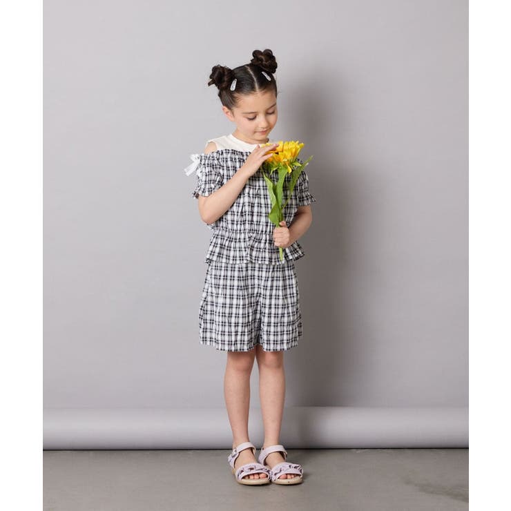 [100-160]【セットアップも出来る】袖レースアップオフショルブラウス | a.v.v【KIDS】 | 詳細画像17 