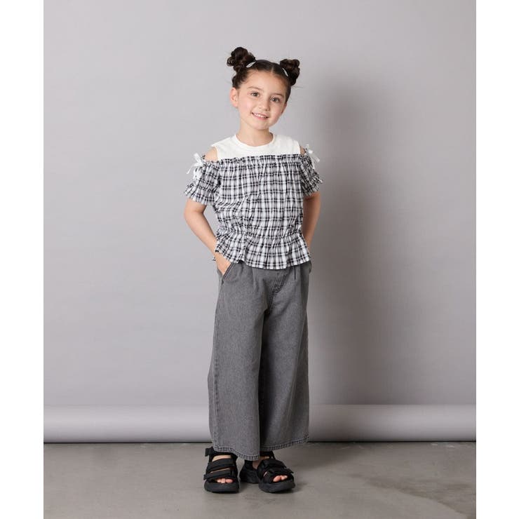 [100-160]【セットアップも出来る】袖レースアップオフショルブラウス | a.v.v【KIDS】 | 詳細画像21 