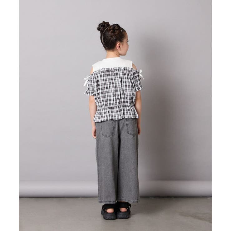 [100-160]【セットアップも出来る】袖レースアップオフショルブラウス | a.v.v【KIDS】 | 詳細画像24 