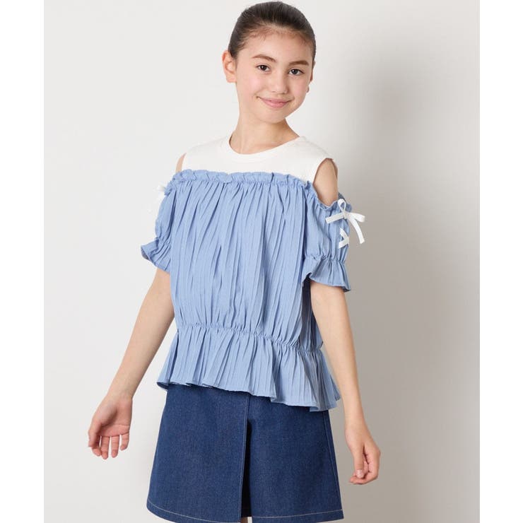 [100-160]【セットアップも出来る】袖レースアップオフショルブラウス | a.v.v【KIDS】 | 詳細画像27 