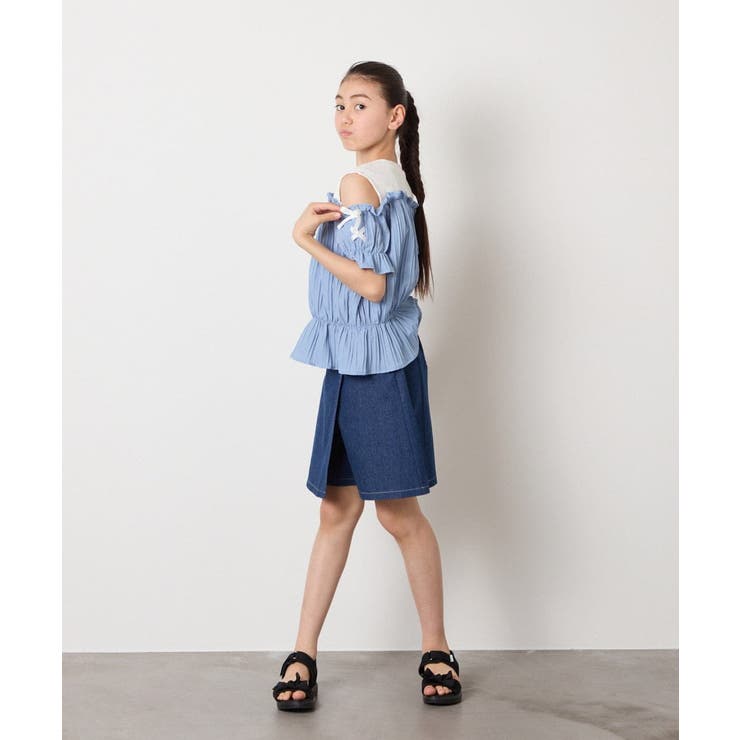 [100-160]【セットアップも出来る】袖レースアップオフショルブラウス | a.v.v【KIDS】 | 詳細画像30 