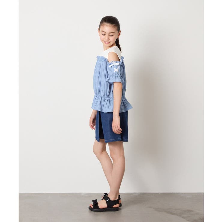 [100-160]【セットアップも出来る】袖レースアップオフショルブラウス | a.v.v【KIDS】 | 詳細画像34 