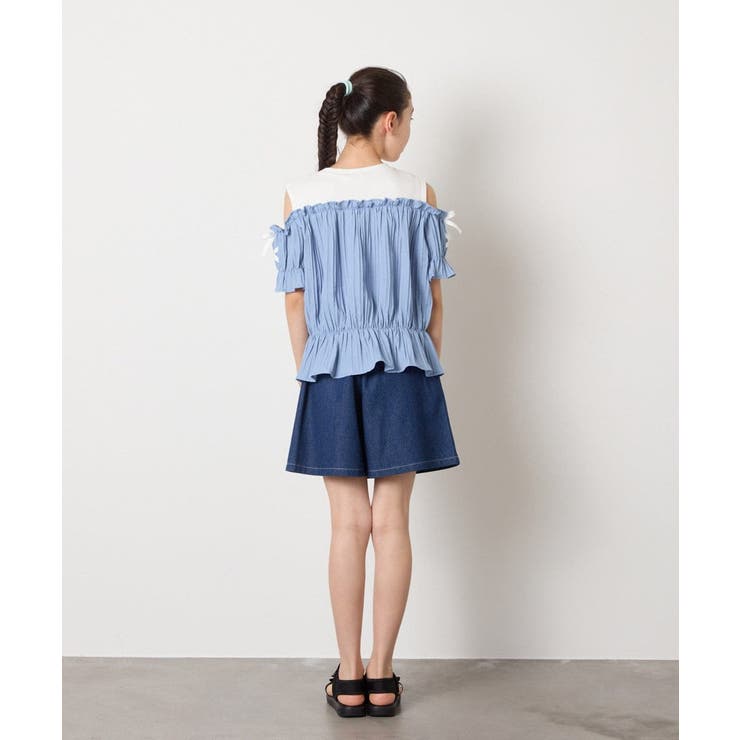 [100-160]【セットアップも出来る】袖レースアップオフショルブラウス | a.v.v【KIDS】 | 詳細画像35 