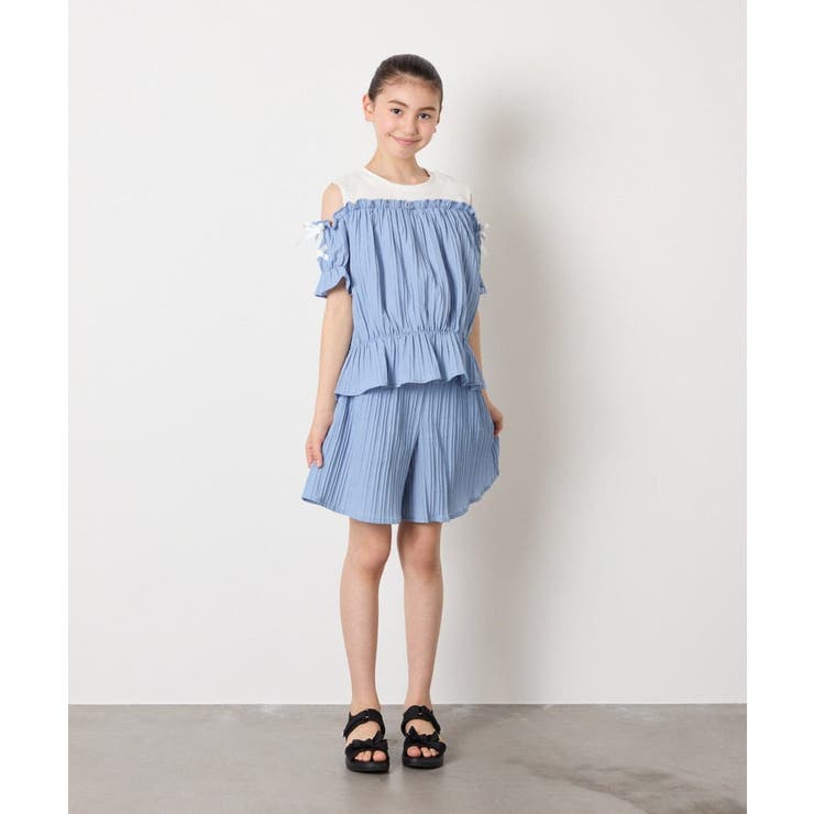 [100-160]【セットアップも出来る】袖レースアップオフショルブラウス | a.v.v【KIDS】 | 詳細画像36 