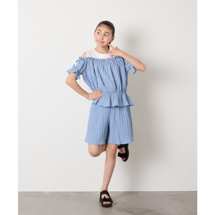 [100-160]【セットアップも出来る】袖レースアップオフショルブラウス | a.v.v【KIDS】 | 詳細画像38 