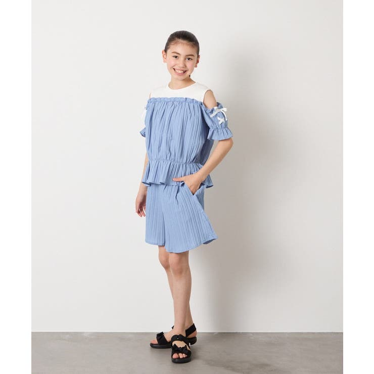 [100-160]【セットアップも出来る】袖レースアップオフショルブラウス | a.v.v【KIDS】 | 詳細画像39 