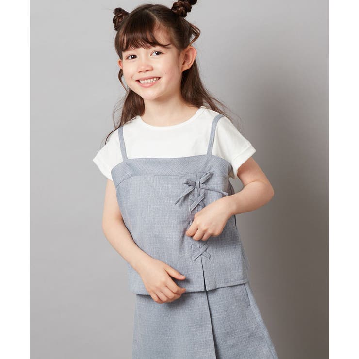 ライトブルー | [160]【セットアップ対応】レースアップドッキングTシャツ | a.v.v【KIDS】