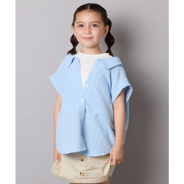 【接触冷感/ジメジメ対策】[120-160]ポコポコレイヤード風ブラウス | a.v.v【KIDS】 | 詳細画像2 