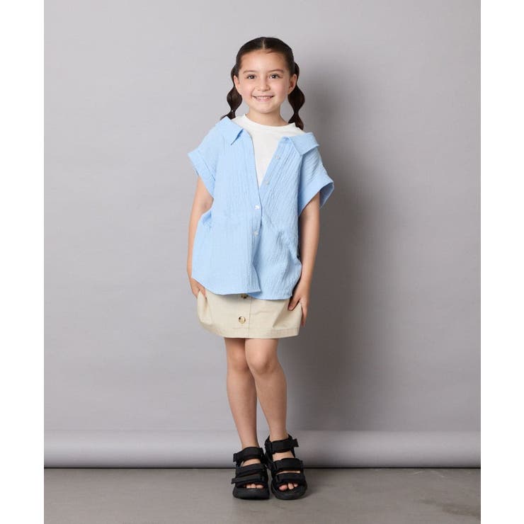 【接触冷感/ジメジメ対策】[120-160]ポコポコレイヤード風ブラウス | a.v.v【KIDS】 | 詳細画像6 