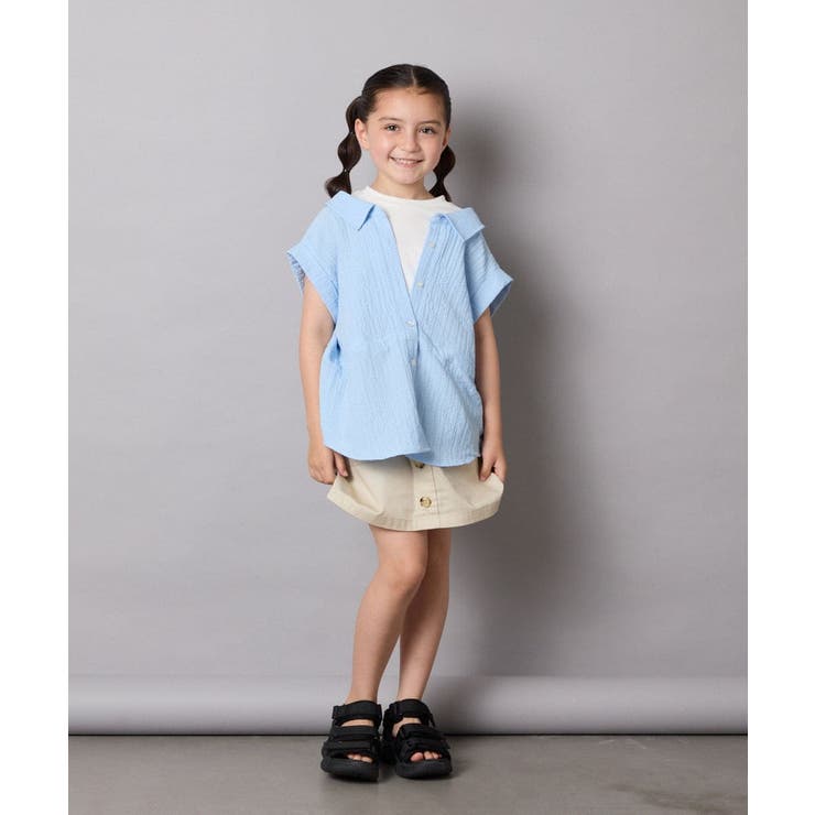 【接触冷感/ジメジメ対策】[120-160]ポコポコレイヤード風ブラウス | a.v.v【KIDS】 | 詳細画像7 