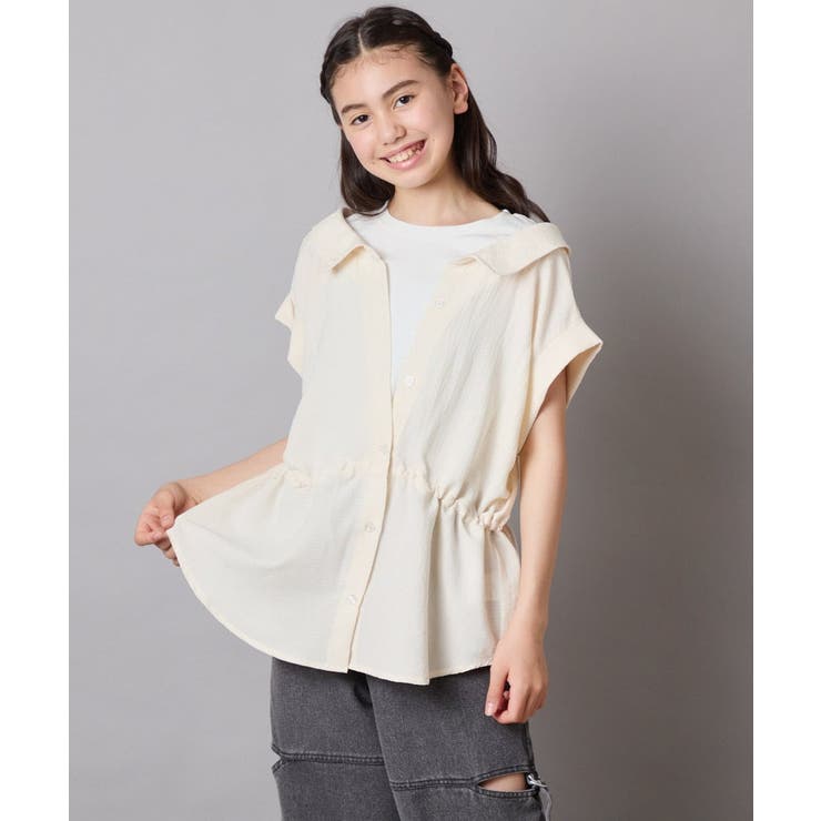 アイボリー | 【接触冷感/ジメジメ対策】[120-160]ポコポコレイヤード風ブラウス | a.v.v【KIDS】