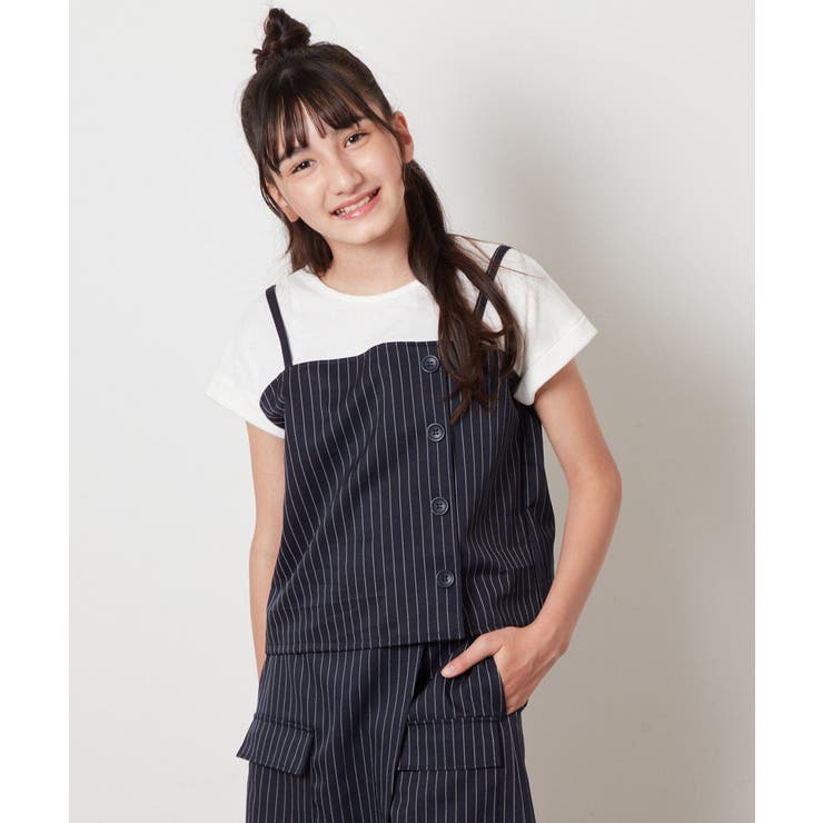 [100-130]【セットアップ対応】ビスチェドッキング風トップス | a.v.v【KIDS】 | 詳細画像1 