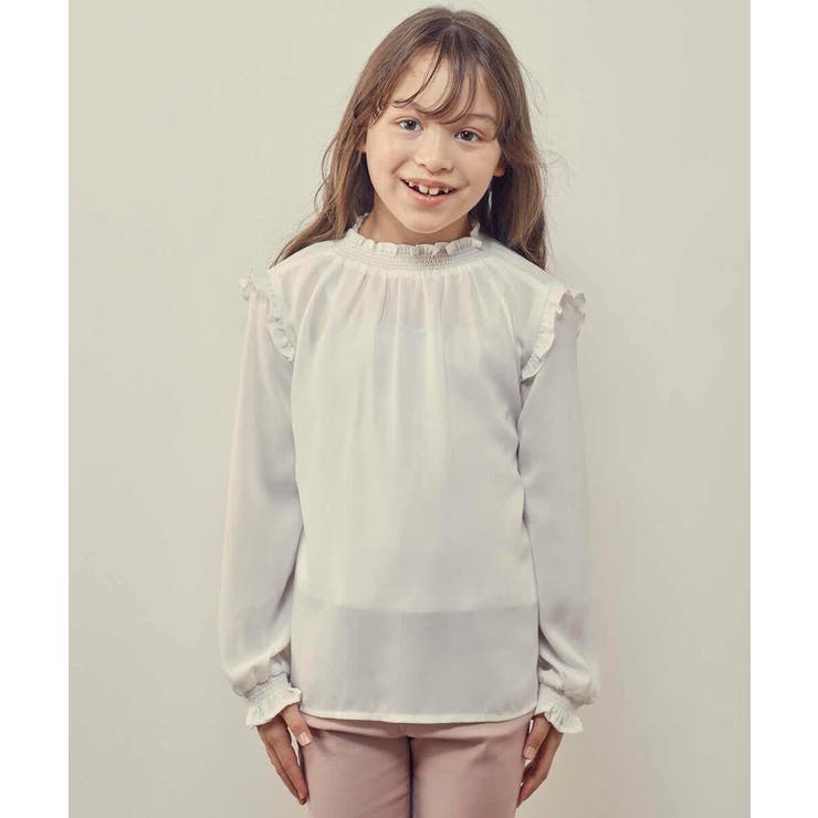 160]フリルネックブラウス[品番：ITKW0005565]｜a.v.v【KIDS  