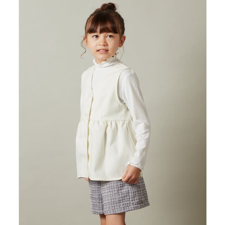 アイボリー | [140-150]【セットアップ対応】ペプラムギャザージレ | a.v.v【KIDS】