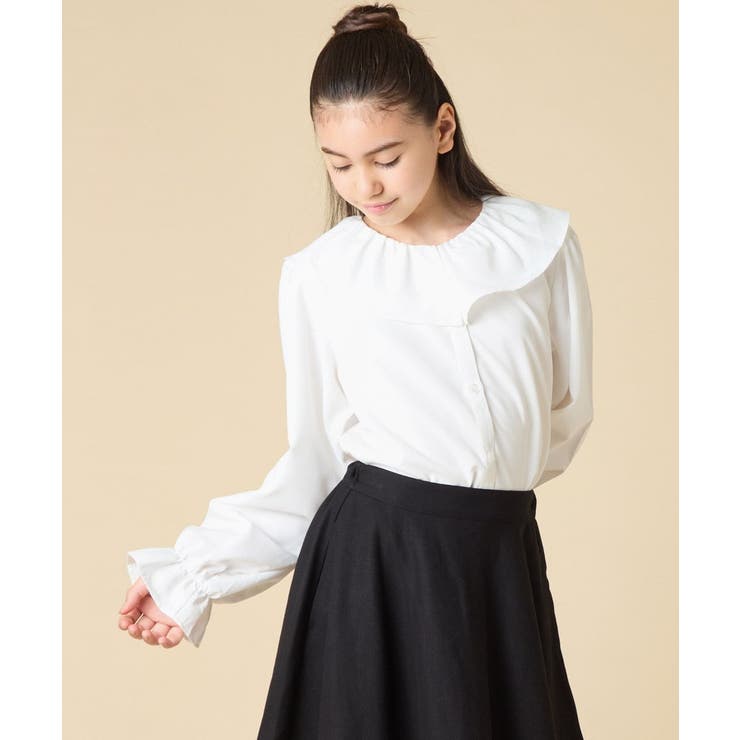 [130-160]フリルカラーブラウス | a.v.v【KIDS】 | 詳細画像1 