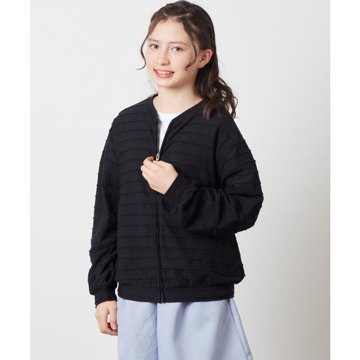 ブラック | [100-130]【UVカット】ボーダーJQカーデ | a.v.v【KIDS】