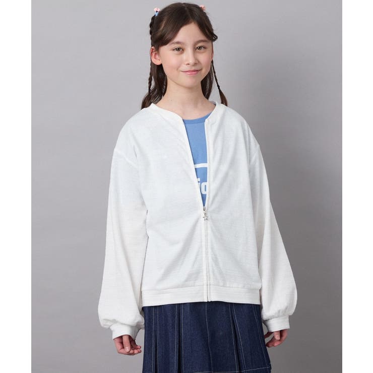 [140-150]【UVカット】ボーダージャカードカーディガン | a.v.v【KIDS】 | 詳細画像14 